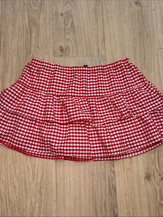 wild fable Dresses & Skirts - Wild Fable Red Gingham Tiered Mini Skirt size large NWOT